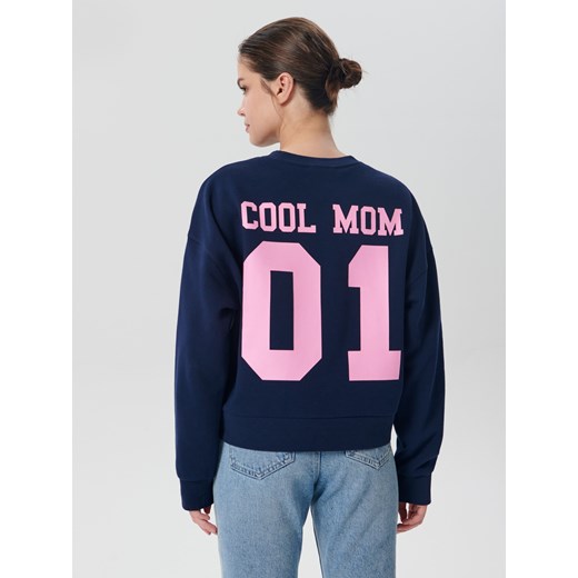 Sinsay - Bluza z nadrukiem - granatowy Sinsay XXS wyprzedaż Sinsay