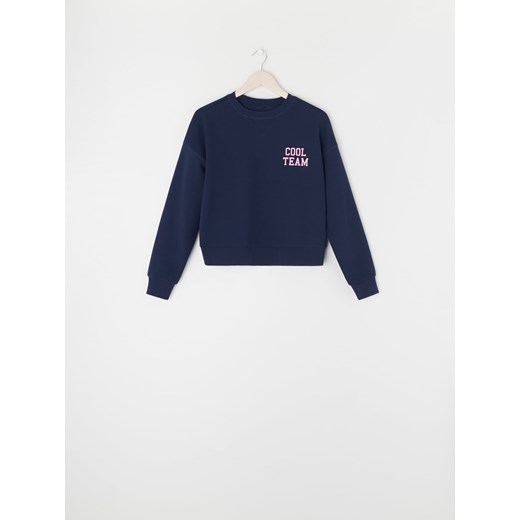 Sinsay - Bluza z nadrukiem - granatowy Sinsay M okazyjna cena Sinsay