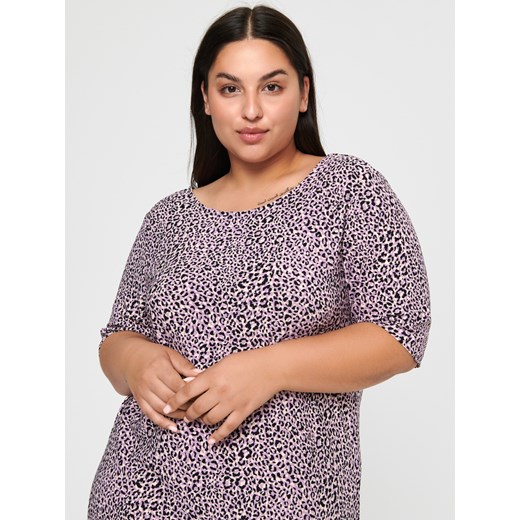 Sukienka wielokolorowa Sinsay z okrągłym dekoltem midi z krótkim rękawem 