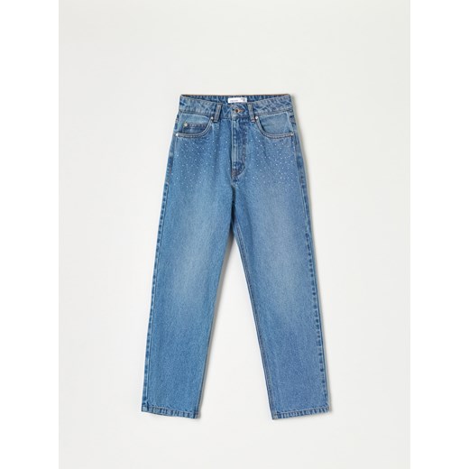 Sinsay - Jeansy straight high waist - niebieski Sinsay 40 Sinsay