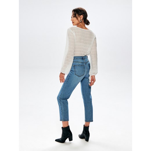 Sinsay - Jeansy straight high waist - niebieski Sinsay 34 Sinsay