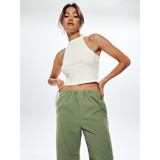 Sinsay - Spodnie parachute - zielony Sinsay M Sinsay