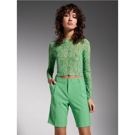 Sinsay - Szorty mid waist - zielony ze sklepu Sinsay w kategorii Szorty - zdjęcie 161385236