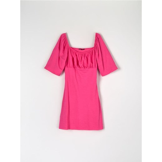 Sinsay - Sukienka mini z bufiastymi rękawami - różowy Sinsay L wyprzedaż Sinsay
