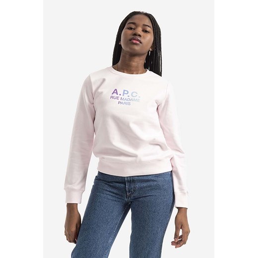 A.P.C. bluza bawełniana Sweat Mathilda damska kolor różowy z nadrukiem COEBH.F27712-ROSE ze sklepu PRM w kategorii Bluzy damskie - zdjęcie 161392286