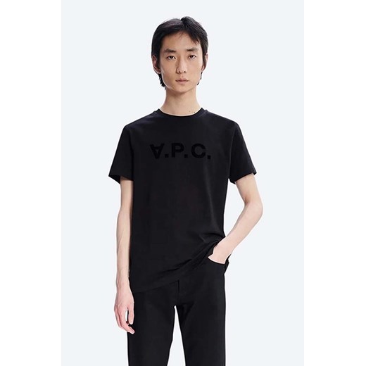 A.P.C. t-shirt bawełniany Vpc Kolor kolor czarny z nadrukiem COBQX.H26943-DARKNAVY ze sklepu PRM w kategorii T-shirty męskie - zdjęcie 161393229