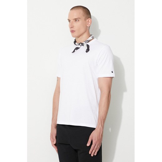 Carhartt WIP t-shirt bawełniany S/S Base T-shirt kolor biały gładki I026264-GREYHEATHE ze sklepu PRM w kategorii T-shirty męskie - zdjęcie 161393325