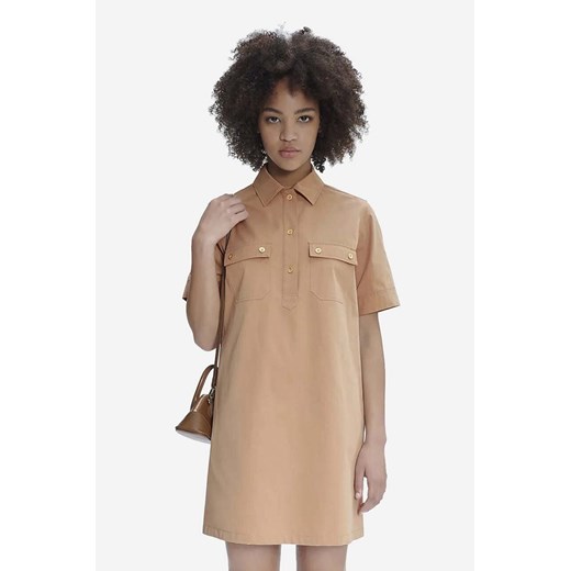 A.P.C. sukienka bawełniana kolor beżowy mini prosta COGBM.F05953-BEIGE ze sklepu PRM w kategorii Sukienki - zdjęcie 161393365