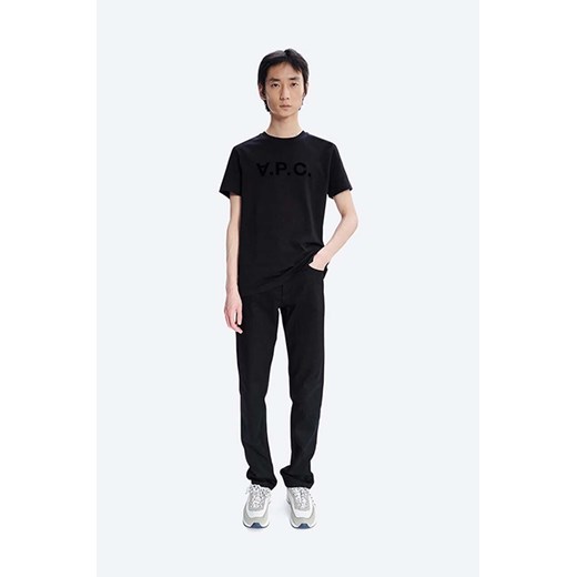 A.P.C. t-shirt bawełniany Vpc Kolor kolor czarny z nadrukiem M PRM okazyjna cena