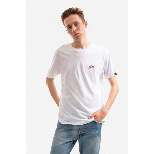 Alpha Industries t-shirt bawełniany Backprint kolor biały z nadrukiem 128507.178-BIALY ze sklepu PRM w kategorii T-shirty męskie - zdjęcie 161393767