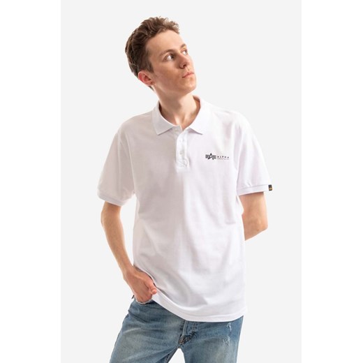Alpha Industries polo bawełniane kolor biały gładki 106600.09-BIALY ze sklepu PRM w kategorii T-shirty męskie - zdjęcie 161394919