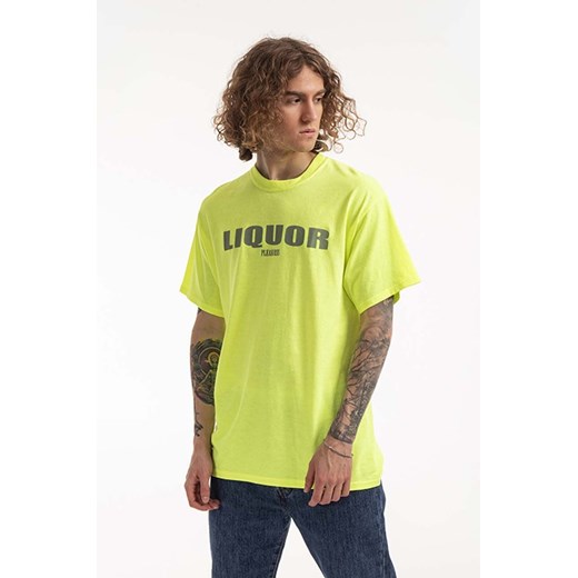 PLEASURES t-shirt bawełniany Liquor kolor zielony z nadrukiem P22SP048-GREEN P22SP048-GREEN ze sklepu PRM w kategorii T-shirty męskie - zdjęcie 161395079