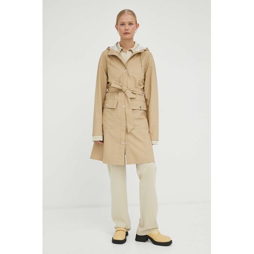 Rains płaszcz przeciwdeszczowy Curve Jacket 18130 damski kolor beżowy Rains M okazyjna cena PRM