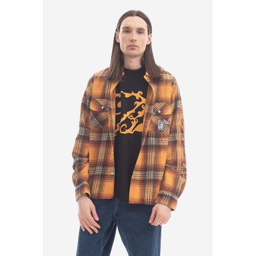Billionaire Boys Club koszula z domieszką wełny Check Shirt kolor pomarańczowy regular z kołnierzykiem klasycznym B22417-ORANGE ze sklepu PRM w kategorii Koszule męskie - zdjęcie 161395556