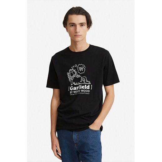 Wood Wood t-shirt bawełniany X Garfield kolor czarny z nadrukiem 30045702.2222-BLACK ze sklepu PRM w kategorii T-shirty męskie - zdjęcie 161395596