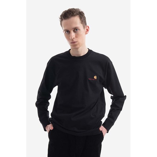 Carhartt WIP longsleeve bawełniany kolor czarny gładki I029955.BLACK-BLACK ze sklepu PRM w kategorii T-shirty męskie - zdjęcie 161395597