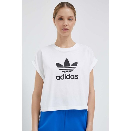 adidas Originals t-shirt bawełniany kolor biały IC5467-WHITE ze sklepu PRM w kategorii Bluzki damskie - zdjęcie 161395978
