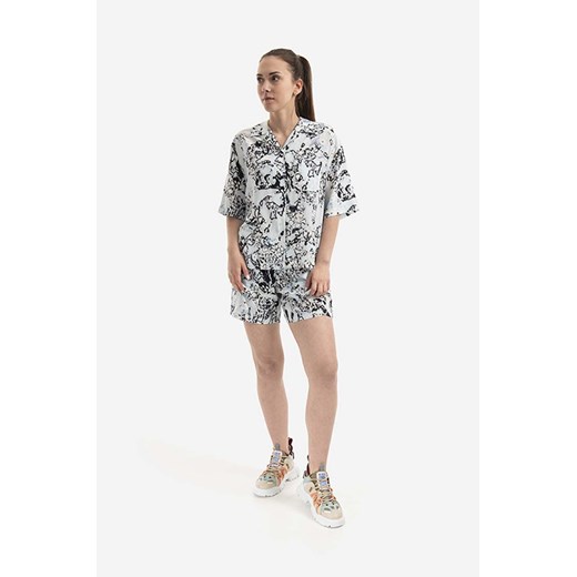MCQ szorty jedwabne Allover kolor niebieski wzorzyste high waist M wyprzedaż PRM
