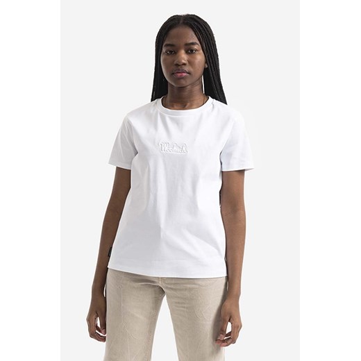 Woolrich t-shirt bawełniany Logo T-shirt kolor biały CFWWTE0056FRUT297 CFWWTE0056FRUT2979-8041 ze sklepu PRM w kategorii Bluzki damskie - zdjęcie 161397275