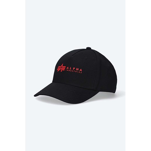 Alpha Industries czapka z daszkiem bawełniana kolor czarny z aplikacją 126912.94-CZARNY ze sklepu PRM w kategorii Czapki z daszkiem damskie - zdjęcie 161397326