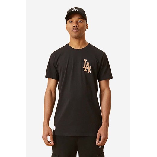 New Era t-shirt bawełniany Dodgers Metallic Print kolor czarny z nadrukiem 12893116-CZARNY ze sklepu PRM w kategorii T-shirty męskie - zdjęcie 161397328