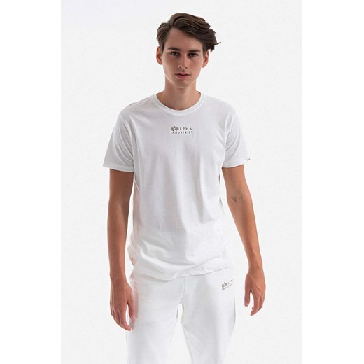 Alpha Industries t-shirt bawełniany kolor biały z nadrukiem 118529.626-BIALY ze sklepu PRM w kategorii T-shirty męskie - zdjęcie 161397425