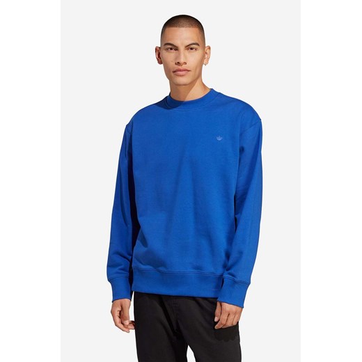 adidas Originals bluza bawełniana Adicolor Contempo Crew Sweatshirt męska kolor niebieski gładka IC8080-NIEBIESKI ze sklepu PRM w kategorii Bluzy męskie - zdjęcie 161398555