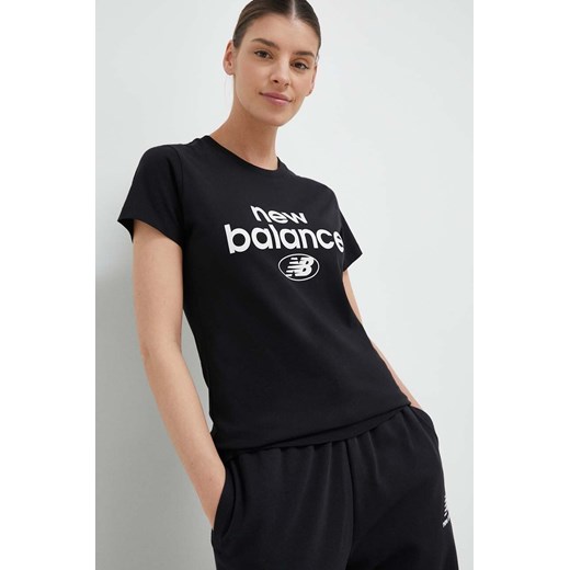 New Balance t-shirt bawełniany kolor czarny WT31507BK-7BK ze sklepu PRM w kategorii Bluzki damskie - zdjęcie 161399165