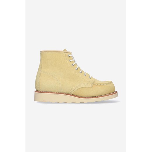 Red Wing botki zamszowe damskie kolor beżowy na płaskim obcasie 3423.Classic-Yellow ze sklepu PRM w kategorii Botki - zdjęcie 161399967