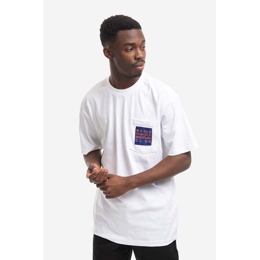 Market t-shirt bawełniany World Famous Bootleg Club Pocket Tee kolor biały z nadrukiem 399001169-BIALY ze sklepu PRM w kategorii T-shirty męskie - zdjęcie 161400405