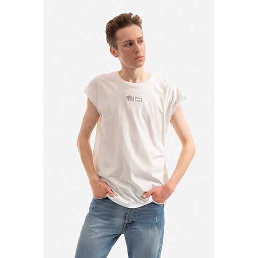 Alpha Industries t-shirt bawełniany kolor biały gładki 118531.626-BIALY ze sklepu PRM w kategorii T-shirty męskie - zdjęcie 161400418
