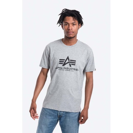 Alpha Industries t-shirt bawełniany Basic T-Shirt kolor szary z nadrukiem 100501.17 ze sklepu PRM w kategorii T-shirty męskie - zdjęcie 161401166