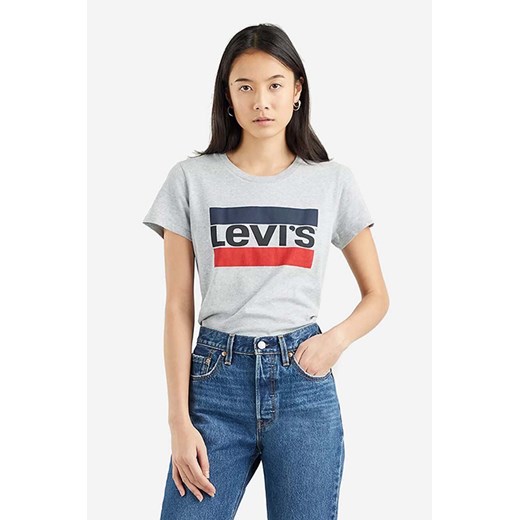 Levi's t-shirt bawełniany The Perfect Tee kolor szary 17369.1687-SZARY ze sklepu PRM w kategorii Bluzki damskie - zdjęcie 161401318