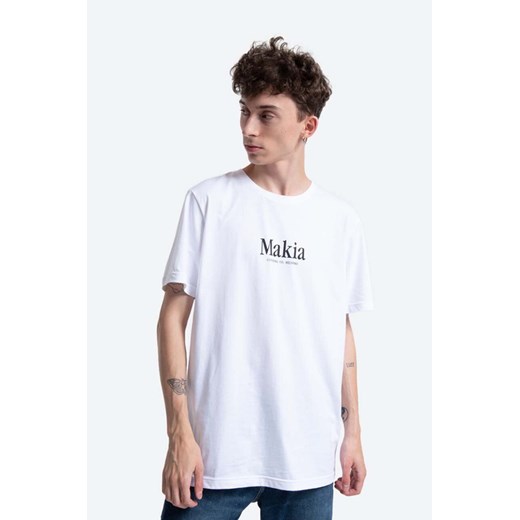 Makia t-shirt bawełniany Strait kolor biały z nadrukiem  Strait M21226 011 M21226-001 ze sklepu PRM w kategorii T-shirty męskie - zdjęcie 161402617