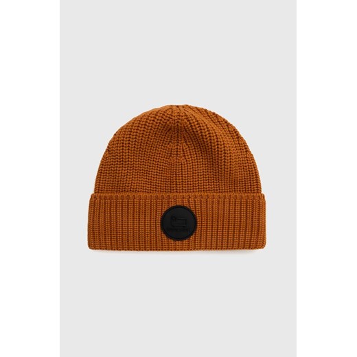 Woolrich czapka wełniana kolor pomarańczowy wełniana CFWOAC0169MRUF0663-100 ze sklepu PRM w kategorii Czapki zimowe damskie - zdjęcie 161402867