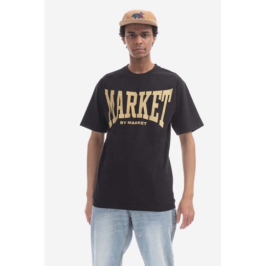 Market t-shirt bawełniany kolor czarny z nadrukiem 399001370-KREMOWY ze sklepu PRM w kategorii T-shirty męskie - zdjęcie 161403468