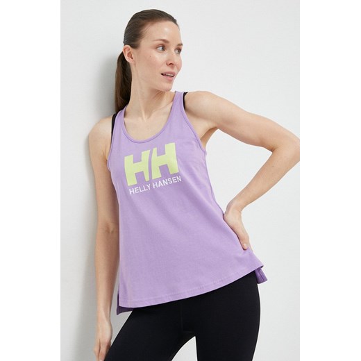 Helly Hansen top bawełniany kolor fioletowy 33838-002 ze sklepu PRM w kategorii Bluzki damskie - zdjęcie 161403859