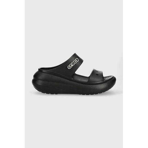 Crocs klapki Classic Crush Sandal damskie kolor czarny na platformie 207670 ze sklepu PRM w kategorii Klapki damskie - zdjęcie 161403987