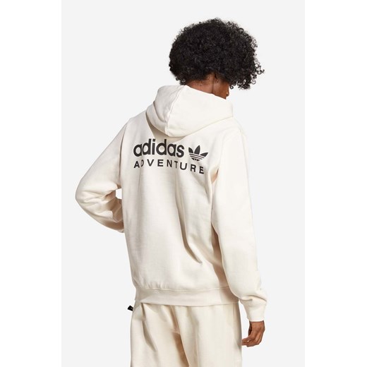 adidas Originals bluza bawełniana Adventure Hoodie męska kolor biały z kapturem M wyprzedaż PRM