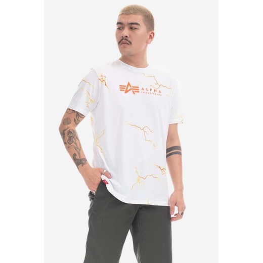 Alpha Industries t-shirt bawełniany kolor biały z nadrukiem 106500.91-BIALA ze sklepu PRM w kategorii T-shirty męskie - zdjęcie 161405079