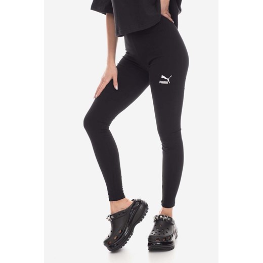 Puma legginsy Classics damskie kolor czarny z nadrukiem Puma M PRM
