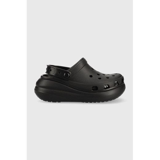 Crocs klapki Classic Crush Clog kolor czarny na platformie 207521 ze sklepu PRM w kategorii Klapki męskie - zdjęcie 161406477