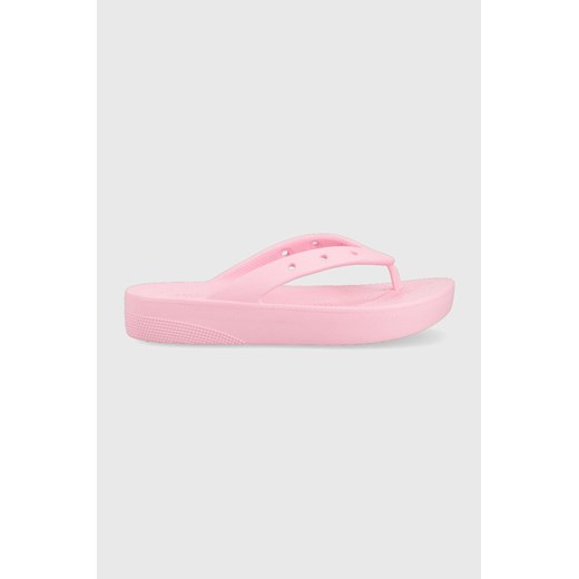 Crocs japonki Classic Platform Flip damskie kolor różowy na platformie 207714 207714.6S0-6S0 ze sklepu PRM w kategorii Klapki damskie - zdjęcie 161407148