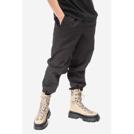 Wood Wood spodnie bawełniane Stanley Crispy Check Trousers kolor czarny proste 12235008.5274-BLACK ze sklepu PRM w kategorii Spodnie męskie - zdjęcie 161407618