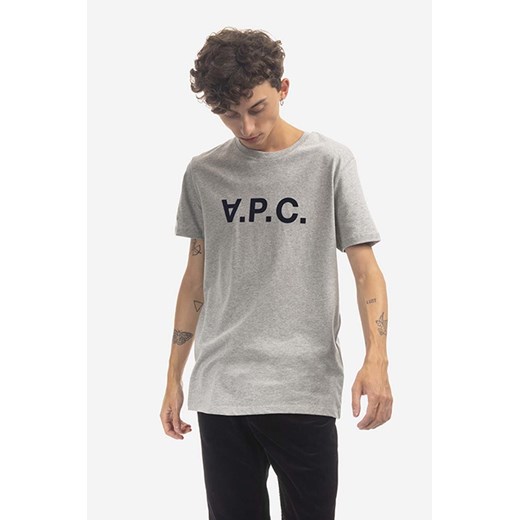 A.P.C. t-shirt bawełniany VPC Color kolor szary z nadrukiem XL okazyjna cena PRM