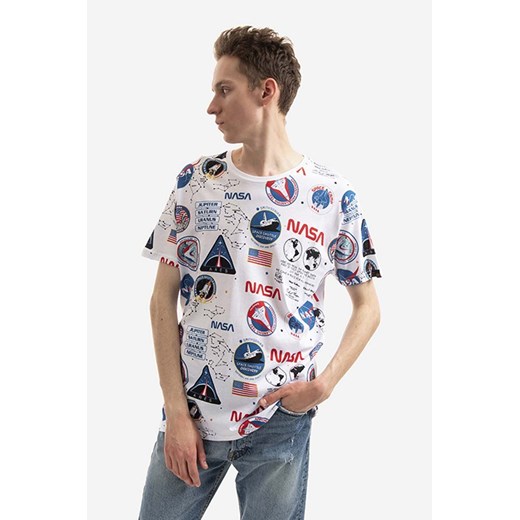 Alpha Industries t-shirt bawełniany x NASA kolor biały wzorzysty 116503.09-BIALY ze sklepu PRM w kategorii T-shirty męskie - zdjęcie 161408275