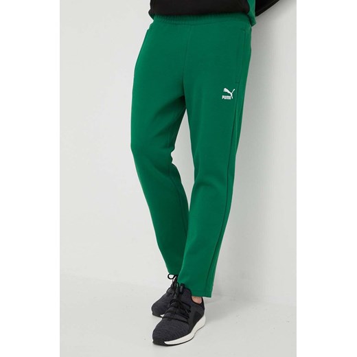 Puma spodnie dresowe kolor zielony z aplikacją 538199-37 ze sklepu PRM w kategorii Spodnie męskie - zdjęcie 161410159