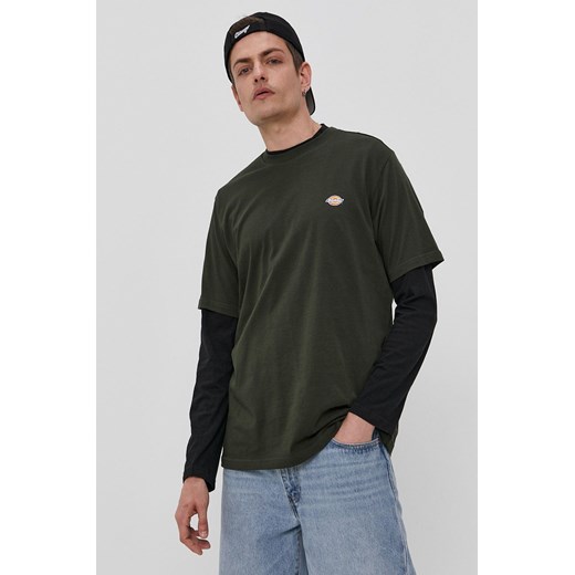 Dickies T-shirt męski kolor zielony gładki DK0A4XDBOGX-OLIVEGREEN ze sklepu PRM w kategorii T-shirty męskie - zdjęcie 161410227