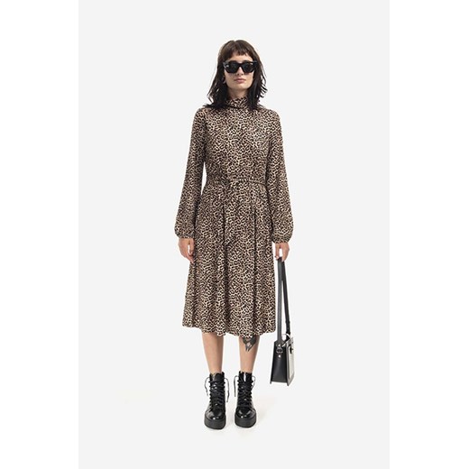 A.P.C. sukienka kolor brązowy midi prosta LYAAR.F05988-BLACK/WHIT ze sklepu PRM w kategorii Sukienki - zdjęcie 161410419