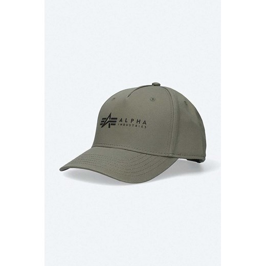 Alpha Industries czapka z daszkiem bawełniana kolor zielony z aplikacją 126912.257-ZIELONY ze sklepu PRM w kategorii Czapki z daszkiem damskie - zdjęcie 161410767